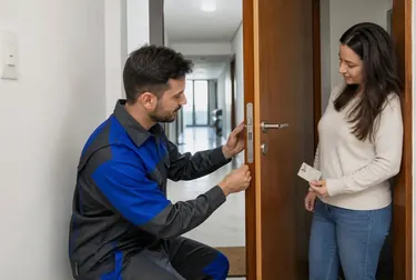 Profissional abrindo uma porta com ferramentas específicas de chaveiro.